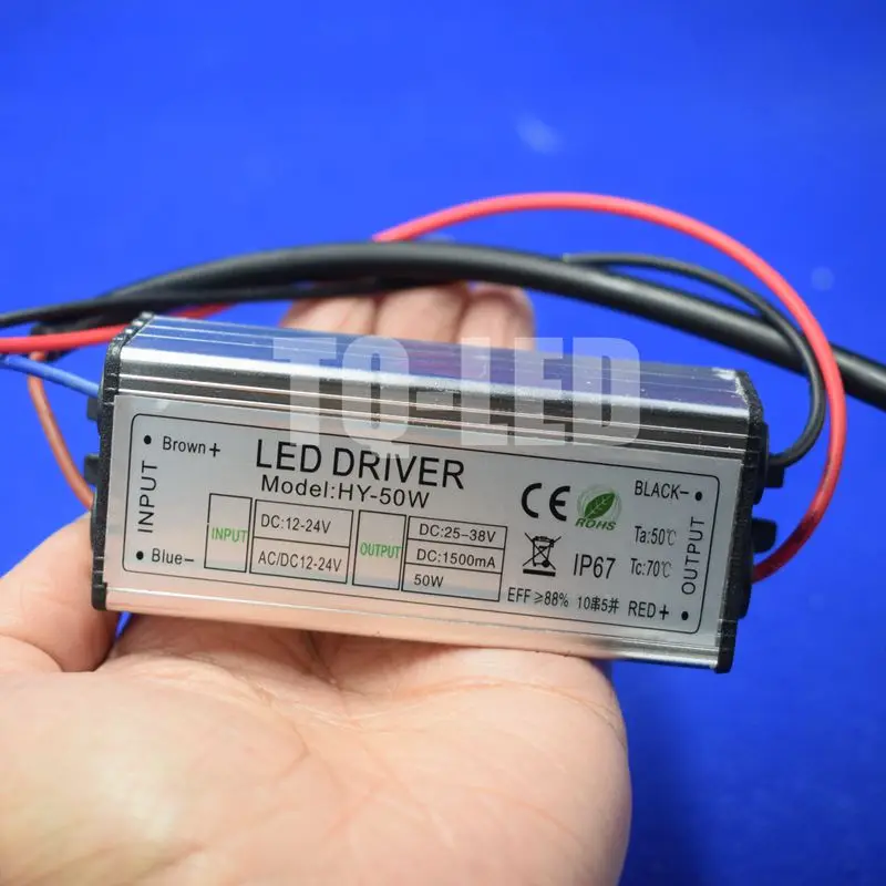50 Вт Светодиодный драйвер высокой мощности AC/DC12-24V до DC25-38V 1500 мА