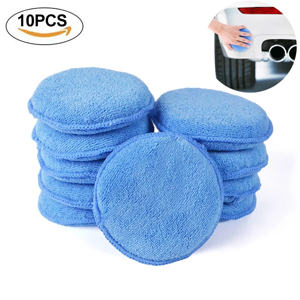 10pcs/pack Microfiber Applicator Pads Waxing Polish Wax Foam Sponge Applicator Pads For Car Vehicle Auto Glass Cleaning Tool