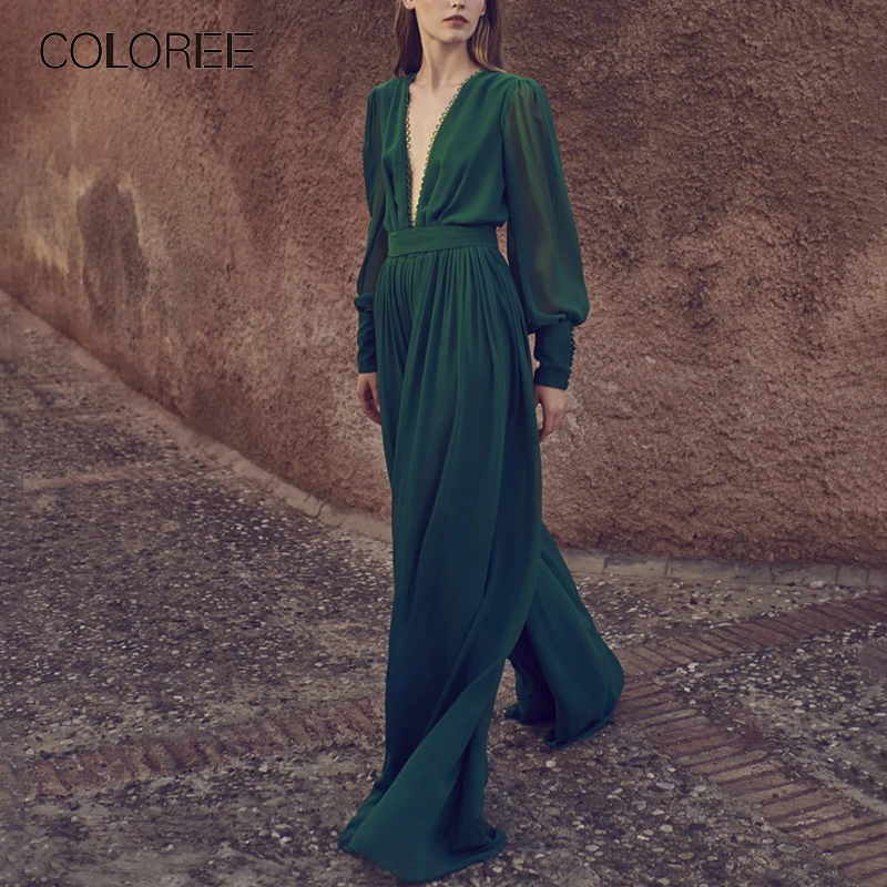 Женский комбинезон с длинным рукавом V-образным вырезом |