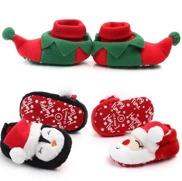 

New Hot sale Christmas style First walkers Keep warm In winter Infant boys girls shoes Fleece Toddlers sneakers Soft Baby shoes