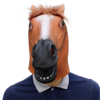 

horse Funny Latex Unisex Movie Cosplay Anime costume Prop Adult Animal Party Mask for Halloween