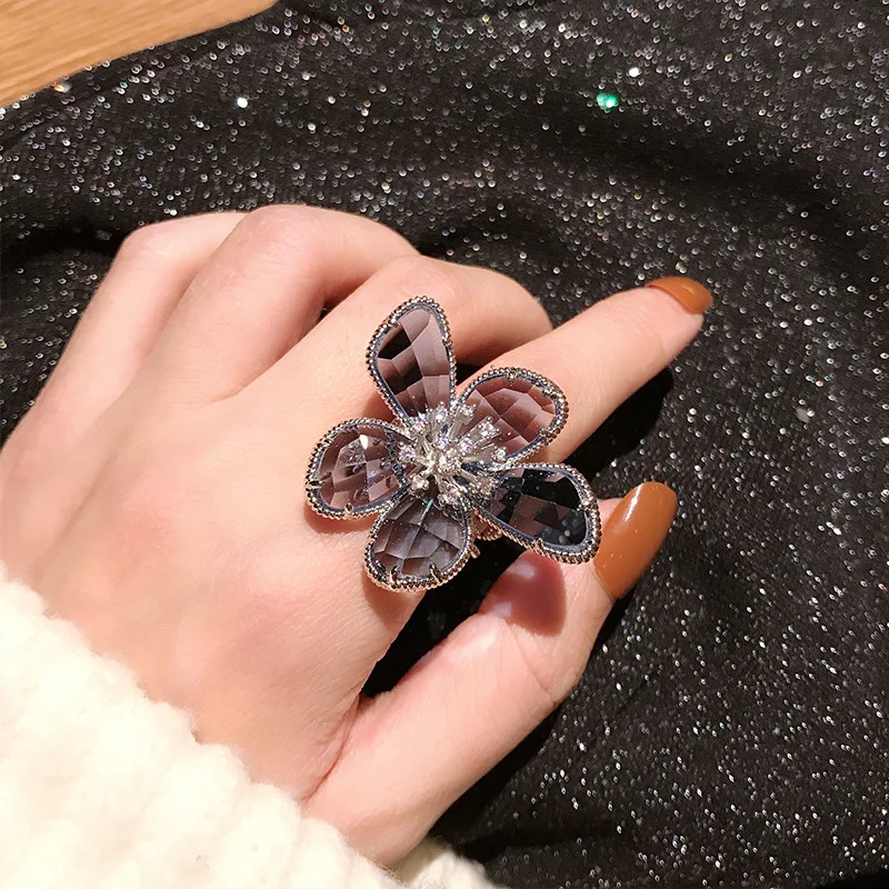 Большие акриловые кольца в виде цветов для женщин 2020 новое оригинальное