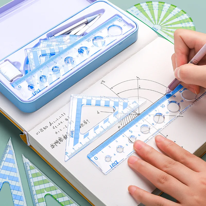 7 in 1 Compass Ruler Sets Drawing Tools Painting Suit Mathematical Children Durable Gift Practical Compass Student Stationery