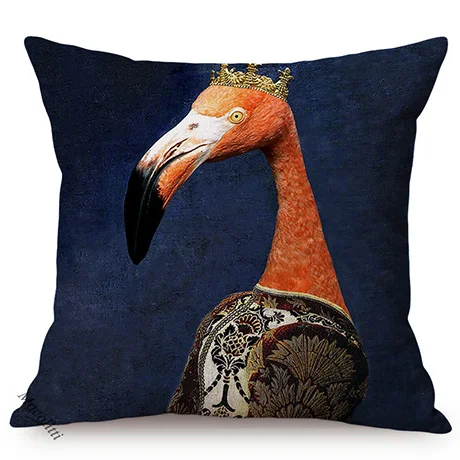 Europe Art Posters Style Decorative Cushion Cover Deer Giraffe Owl Ostrich Funky Animal Vintage Portrait Sofa Throw Pillow Case