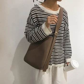 

bucket bag for women 2020 middle vintage style crossbody shoulder oil wax leahter handbags ladies fashion large volume shopping