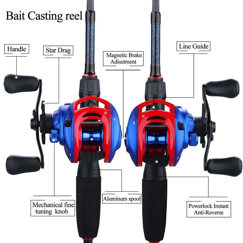 Sougayilang 5 секционная Удочка комбинированная из углеродного волокна телескопическая Приманка Удочка+ 7,0: 1 13+ 1BB baitcasing катушка рыболовные снасти Pesca