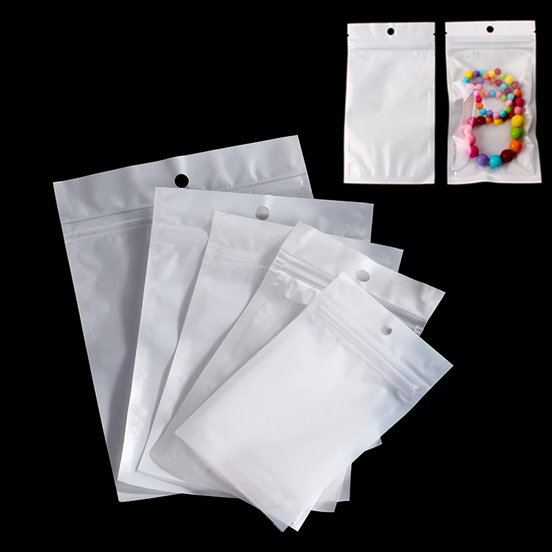 50/100Pcs Self Sealing Zipper Opp Bag Resealable Packaging Bag Pouches Jewelry Earring Storage Bag Pearlescent Film Ziplock Bag