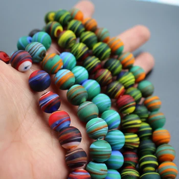 

10Pcs 12mm Handmade Lampwork Glass Beads Colorful Stripes Multi-color for jewelry making Wholesale and Retail Bracelet Earring
