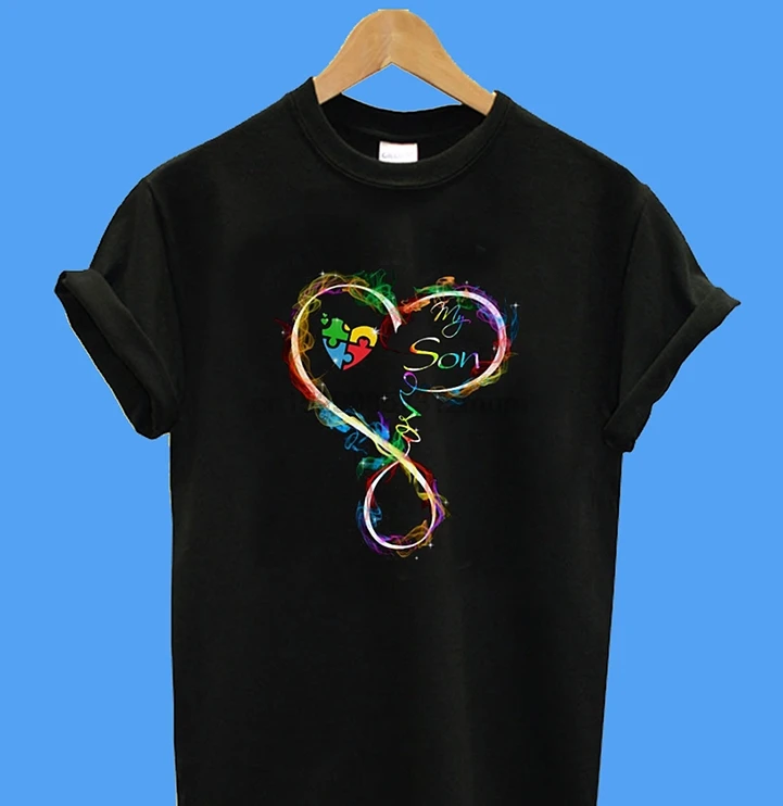 Camisetas de hombres impresas divertidas de verano para autismo corazón amor hijo camiseta|Camisetas| - AliExpress