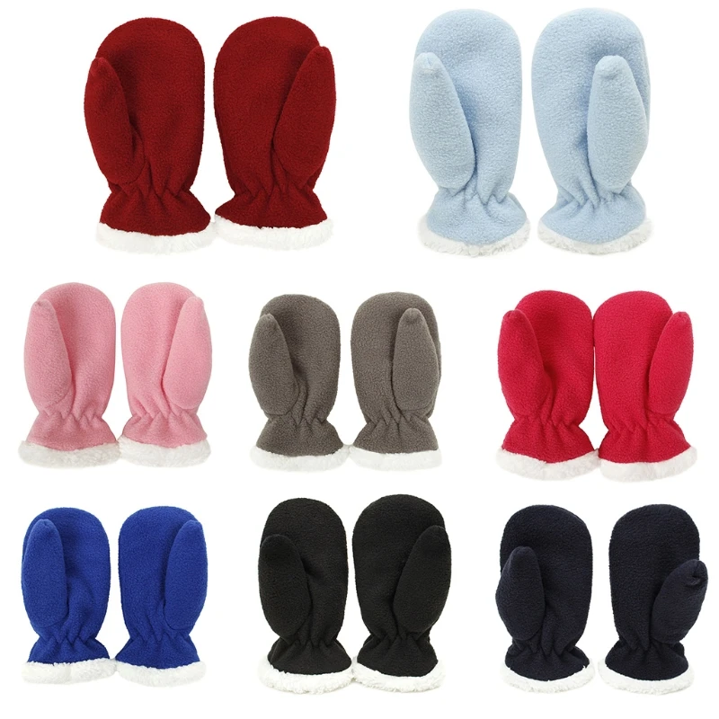 8 Colors Kids Baby Winter Windproof Plush Gloves Boys Girls Fluffy Fleece Thick Full Finger Mittens for 2 3 4 5 6 7 8 Years Old