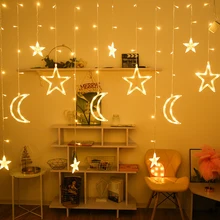 Fairy Lights Festoon Led Light Garland Curtain Christmas String Lights Decoration Star Bulb on the Window Indoor Street Ramadan