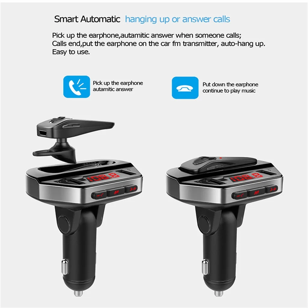Многофункциональный беспроводной Bluetooth fm-передатчик MP3-плеер USB зарядное устройство 3.1A автомобильные аксессуары Bluetooth наушники