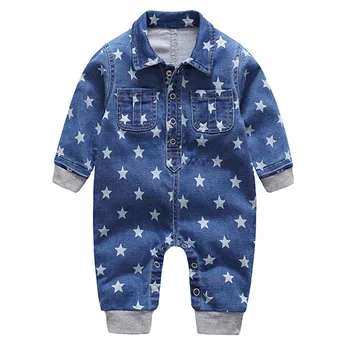 

Fashion Soft Denim Baby Romper Infant Clothing Newborn Star Pattern Blue Jumpsuit Spring Autumn Babies Boy Girls Costume Jeans