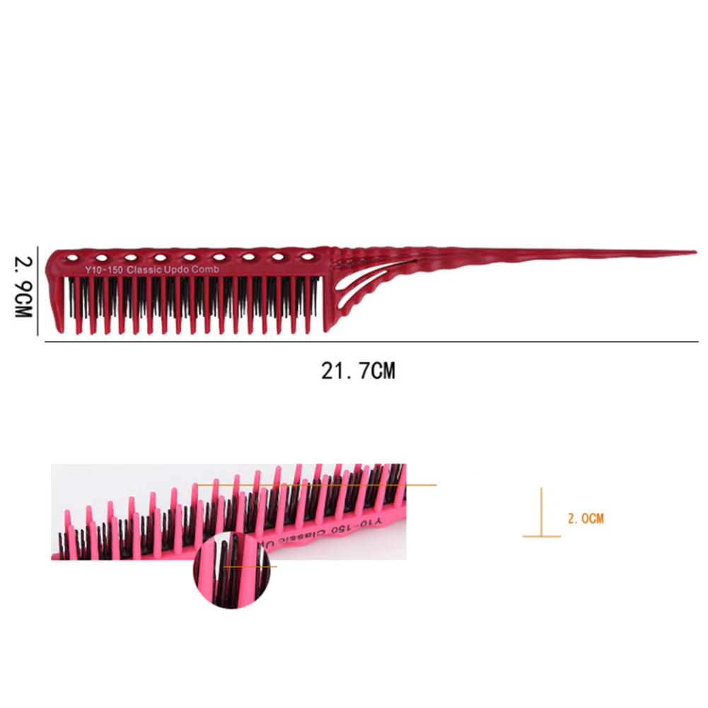 Hairdressing Rat Tail Travel Hair Comb Backcombing Teasing Anti Static Detangling Brush Heat Resistance Styling 3-Row Teeth Tool