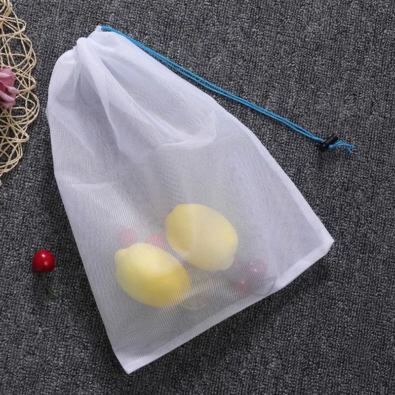 5Pcs Reusable Produce Bags Washable Drawstring Pouch Net Bag Mesh Bags For Grocery Shopping Storage Fruit Vegetable Eco-friendly