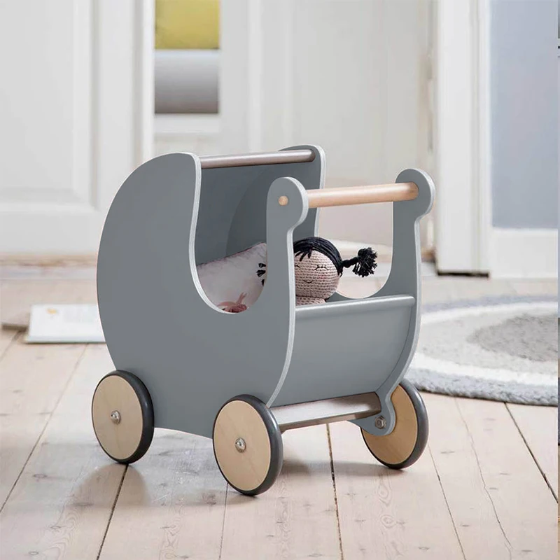 wooden dolls pram walker