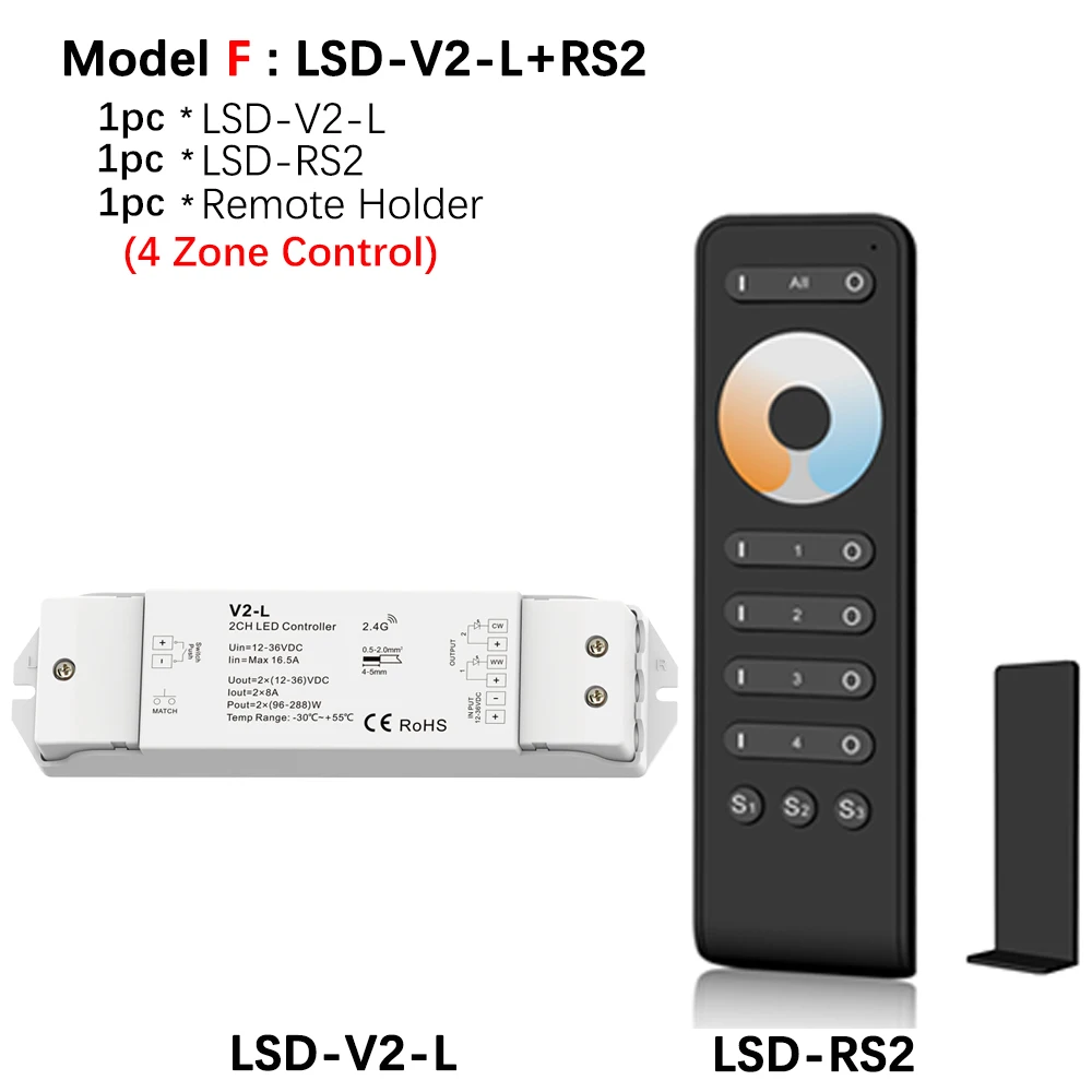 CCT светодиодный диммер 12V 24V 36V 16A 2,4G Smart Wifi RF Беспроводной дистанционного WW CW 2CH светодиодный диммер для одного Цвет двойной белую полоску светильник - Цвет: Model F