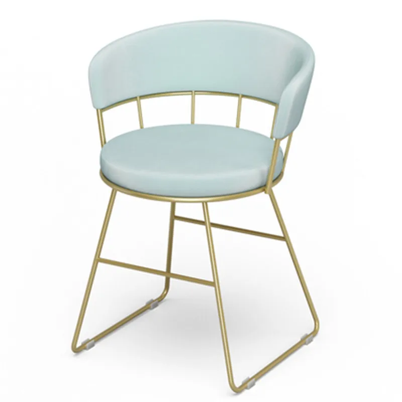 Скандинавские Металлические Бархатные спинки стул для одевания табурет для ресторана простой дом спальня гостиная стул офисные встречи учебные стулья - Цвет: Sky blue flannel