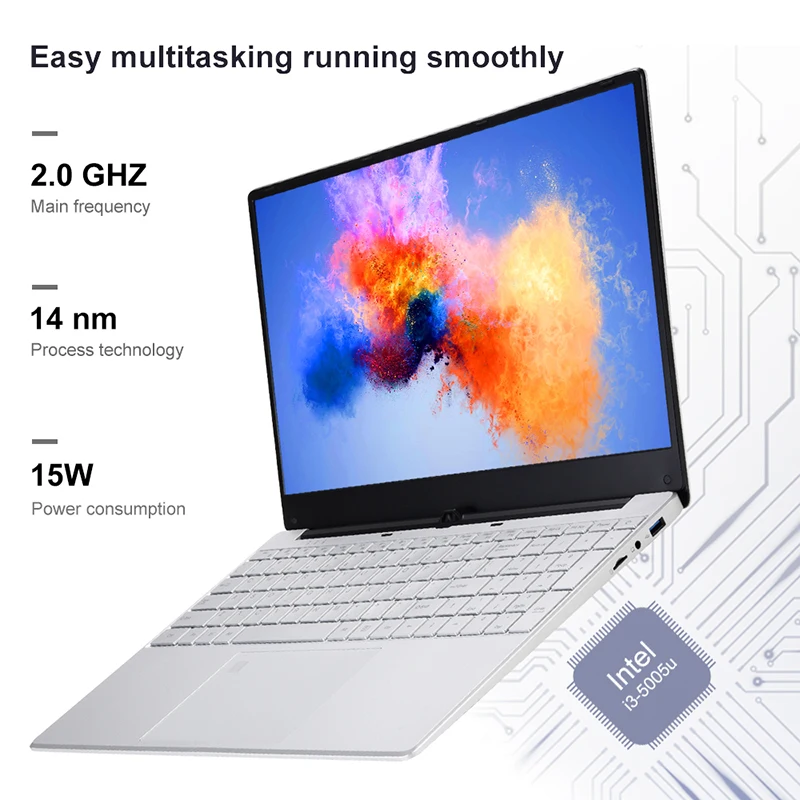 astounding  15.6 inch Intel Core i3 5005U Laptop Windows10 8G RAM 128/256/512GB SSD Notebook Narrow Border Scre