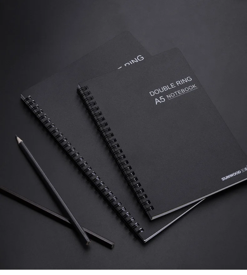 

PP double loop coil softcopy A5/B5 black notepad black simple college student office stationery notebook notebook 70 pages book