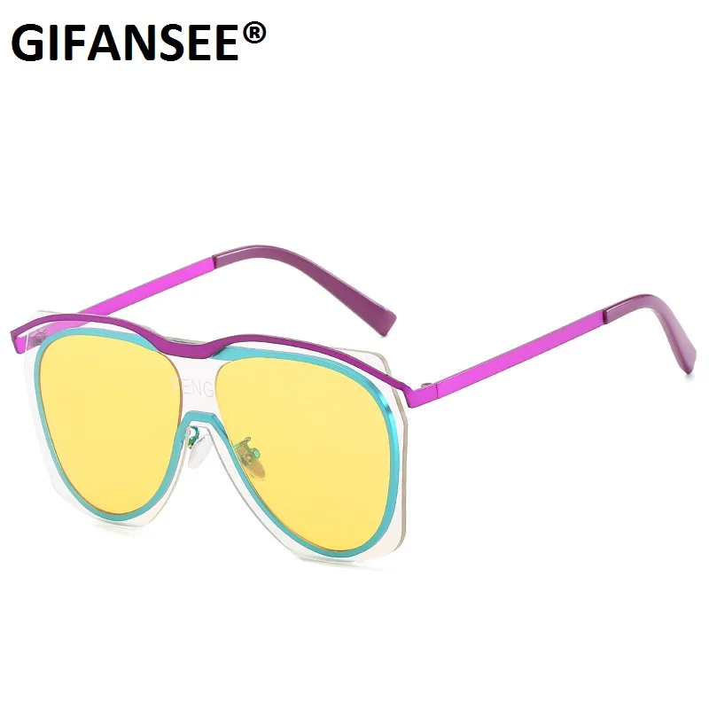 

GIFANSEE oversized pilot sunglasses women cool frame Clear lens men Glasses male female shades Eyewear 2020 Brand designer uv400
