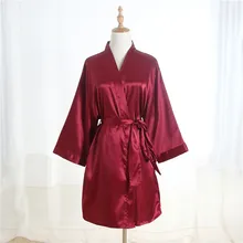 Высококачественное бордовое женское кимоно халат кимоно платье атласная мягкая ночная рубашка одежда для сна летний Повседневный Свадебный халат интимное нижнее белье