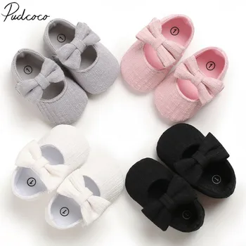 

0-24M Newborn Infant Kids Baby Girl Shoes First Walkers Princess Moccasins Bowknot Solid Soft Sole Crib Shoes