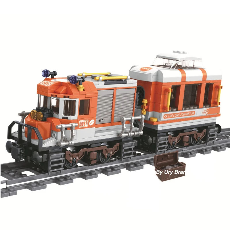 479 шт. паровоз железнодорожных путей строительные блоки комплект создатель