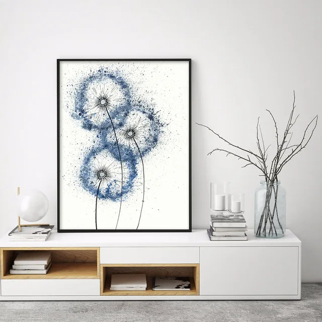 Blue Dandelion Poster And Print Wall Art Flowers Canvas Painting Modular Pictures Decoration Living Room Luxury Modern Object A No Frame