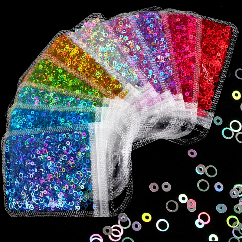 

1 Bag Holographic Mix Size Rainbow Round Circle Sequins Nail Glitter Holo Paillette Nail Art Flakes Slice Decals Accessories