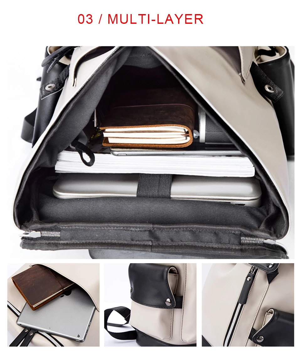 Women Bagpack Men Male Fashion Leather Backpack PU Laptop Waterproof 15.6 Inch School Bags Pack USB Charging Female Travel Bag (6)