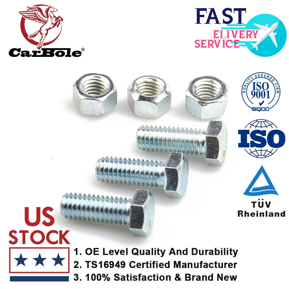 

Carbole 6PCS Set High Performance Header Collector Bolt Kit 3413 W/ Special Locking Nuts Stainless Steel Collector Bolts