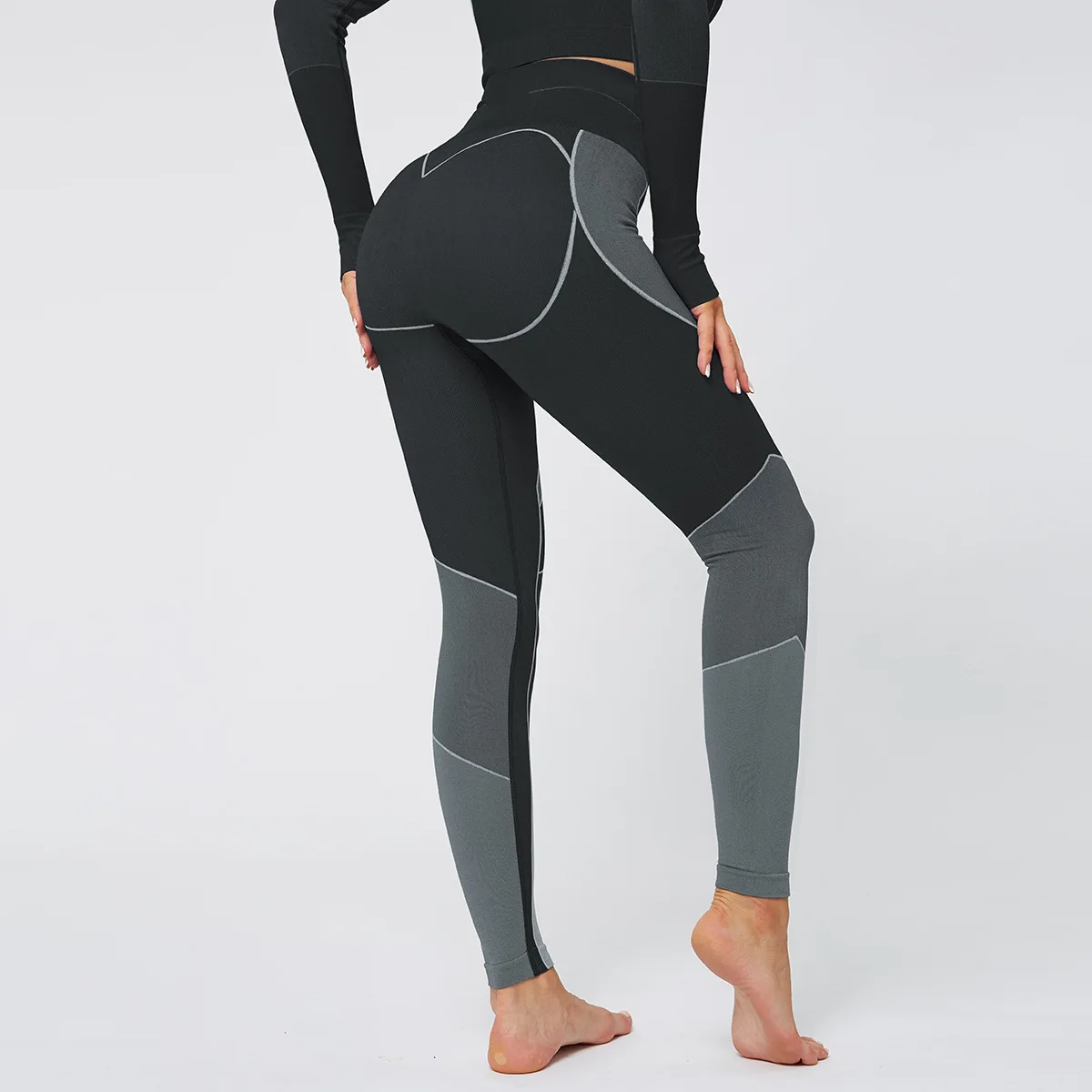 Новые спортивные колготки, энергетические Бесшовные штаны для йоги, спортивные бесшовные леггинсы с высокой талией, женские штаны для спортзала - Цвет: Черный