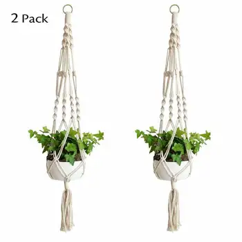 

2 Pack Macrame Plant Hanger Flower Pot Plant Holder Large 4 Legs Macrame Jute Cotton Linen Hanging On Ceiling Or Wall