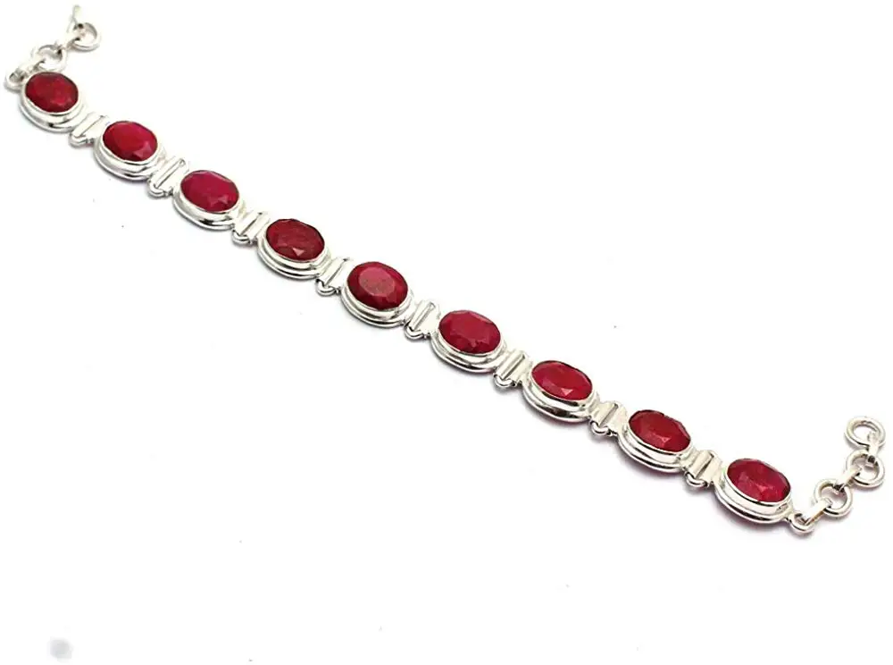 

Genuine Ruby Bracelet 925 Sterling Silver, 20 cm, 2SBR0109