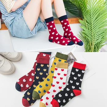 

Cotton Girl Cartoon Socks Women Cute Love Heart Cotton Socks Harajuku Vintage Female Funny Happy Novel Sweet Smiley Print Sock