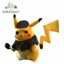 EARLFAMILY 13cm x 9.9cm Big Pikachu Car Sticker Helmet Motorcycle Accessories JDM Sunscreen Polyethylene Waterproof
