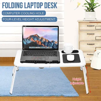 

42*26cm Laptop Table Portable Folding Laptop Desks 4 Gear Height Adjustment Office PC Desk for Bed Sofa Heat Dissipation