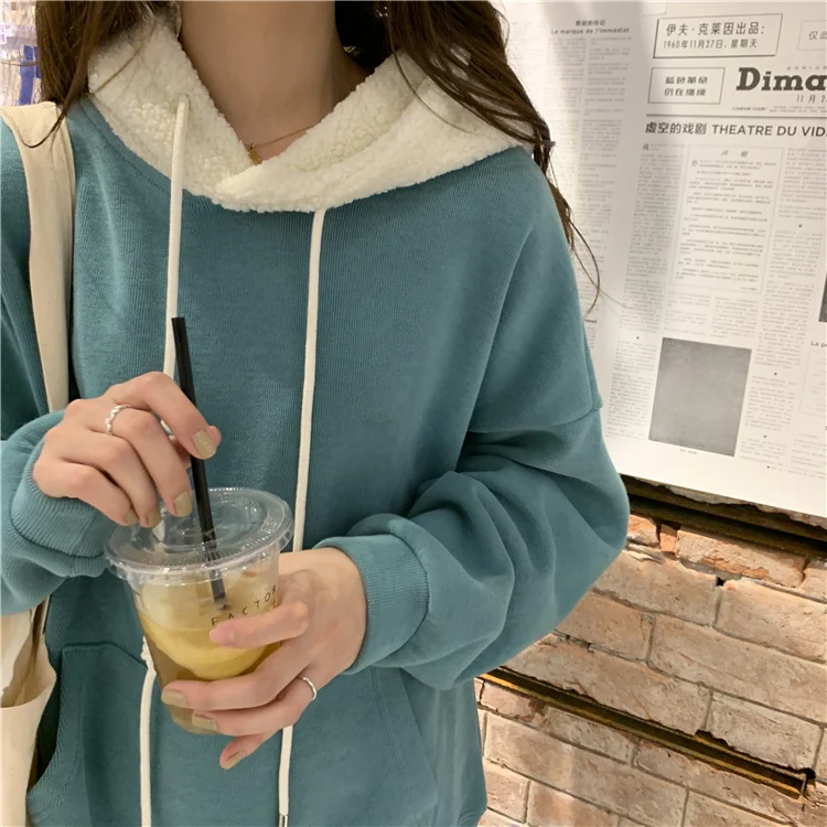 Женские флисовые толстовки с капюшоном Harajuku, Модные женские пуловеры, теплая куртка с капюшоном и карманами, повседневное Свободное пальто, топы