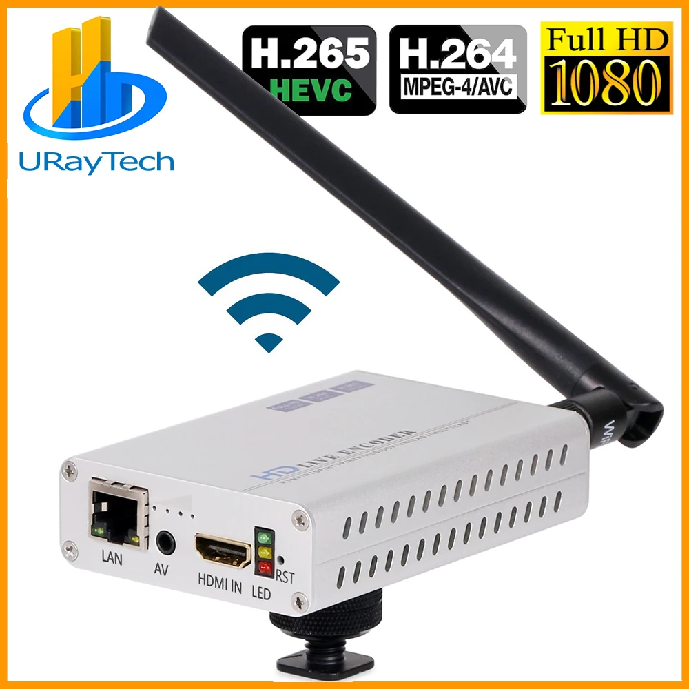 HEVC H.265 H.264 HDMI+ CVBS RCA композитный AV к IP HD SD видео потокового кодировщика wifi с RTSP RTMP UDP HTTP HLS RTMPS ONVIF