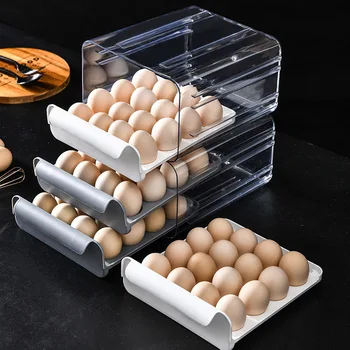Typ szuflady pojemnik na jajka lodówka świeże jajka 32 siatka pojemnik na jajka dwuwarstwowe pudełko na jaja tanie i dobre opinie CN (pochodzenie) Z tworzywa sztucznego PET+PP Ekologiczne Skrzynki i pojemniki Creativity SQUARE 29 4*21*14cm Egg carton