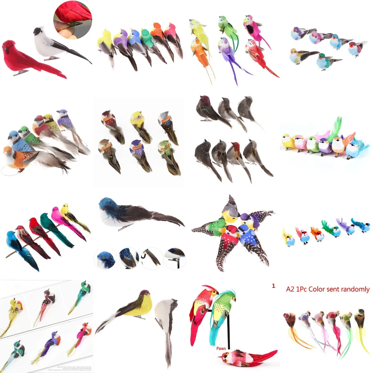 1Pcs Artificial Foam Feather Simulation Bird DIY Party Crafts Ornament Props Home Garden Wedding Decoration Magnet Random Hot