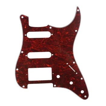 

Musiclily HSS 11 Hole Guitar Strat Pickguard for Fender USA/Mexican Made Standard Stratocaster Modern Style, 4Ply Red Tortoise