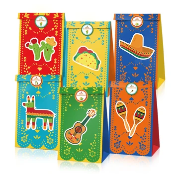 

Mexico Cinco de Mayo Party Candy Bags Holy Guacamole Theme Sticker Kids Birthday Gift Bag Party Decoration Paper Gift Packaging