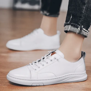 

Men Casual Leather Shoes outdoor Male Women Couple Streetwear Hip Hip Punk Gothic Black Cow Leather Shoes men sneakers