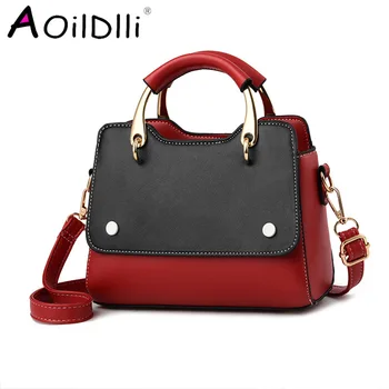 

All-Match Ladies Crossbody BagsSolid Color Pu Leather Shoulder Bags for Women Metal Handle Small Handbags for Female