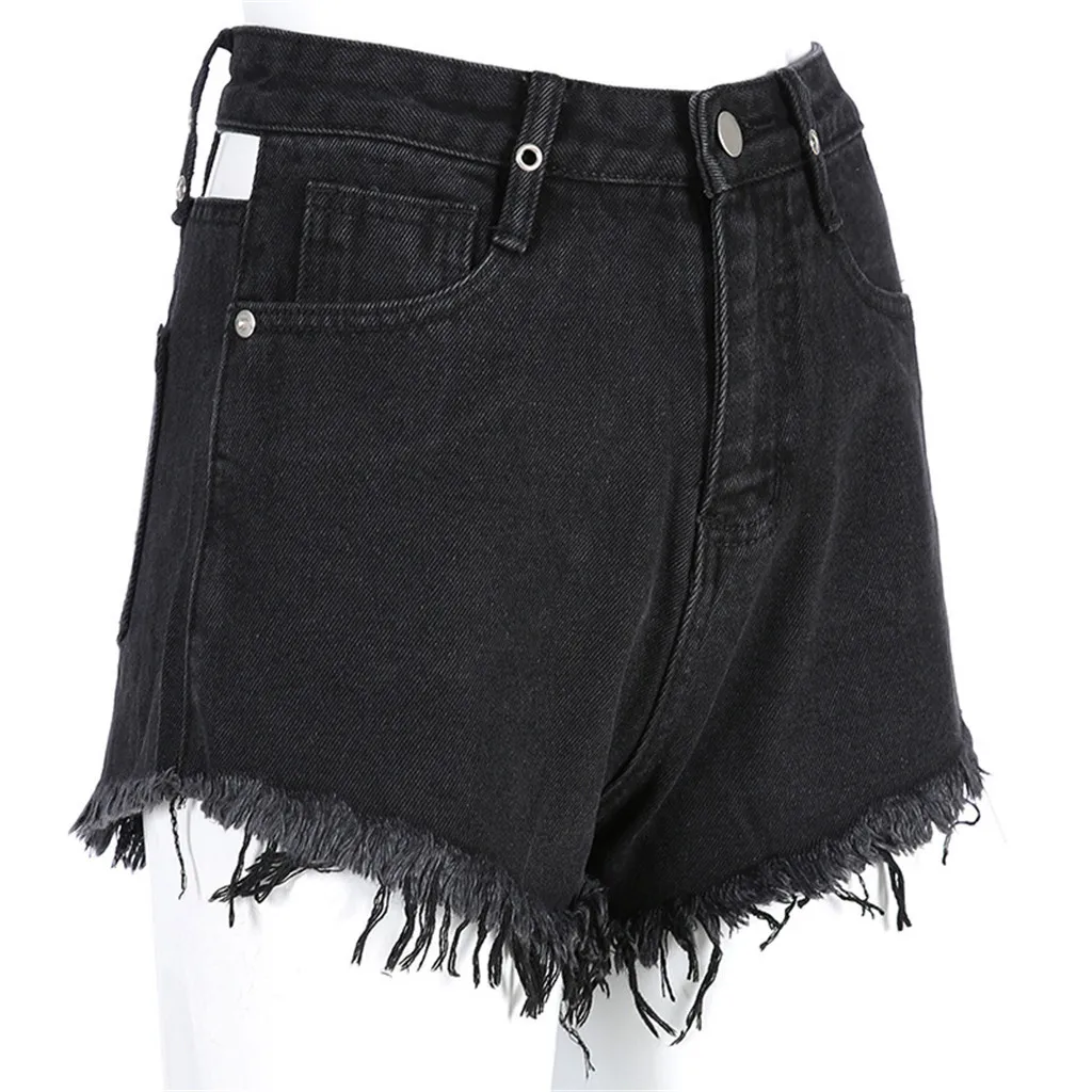 Летние джинсовые шорты в стиле панк, женские сексуальные шорты с открытой спиной, женские шорты с карманами на молнии, шорты с высокой талией#0917