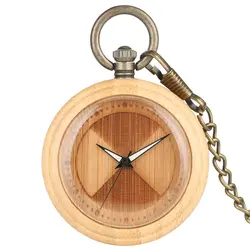 Популярный бамбуковый чехол, карманные часы для мужчин, отличный резной секционный циферблат, светящиеся указатели, часы, подарок для
