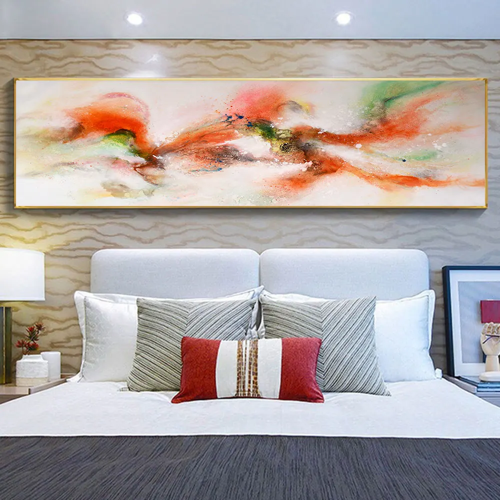 

Abstract Landscape Wall Art Modern Hand-Painted Colorful Oil Painting Mountain and Tree Canvas Painting for Living Room Decor