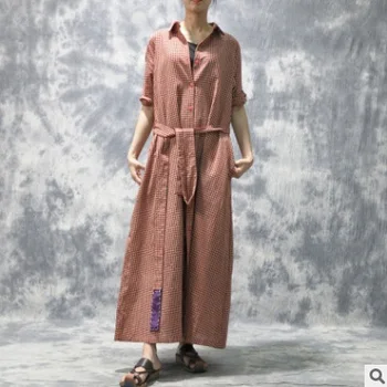 

Fall 2019 new cotton linen, paragraph dust coat grows in high waist